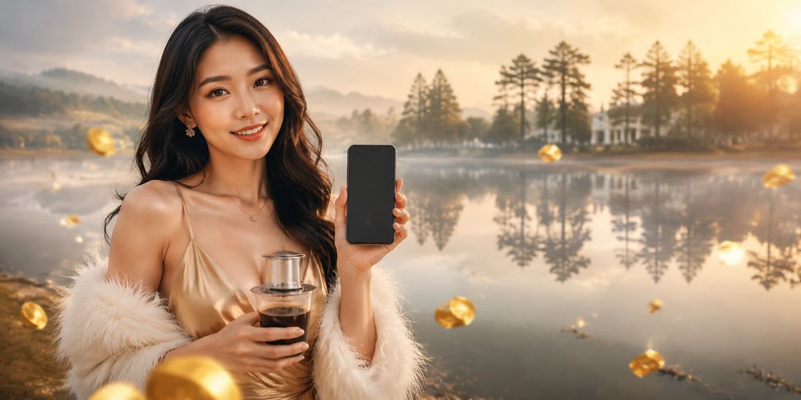 Người dùng tại Đà Lạt nhận bonus VIP và thực hiện giao dịch tài chính trong không gian quán cà phê